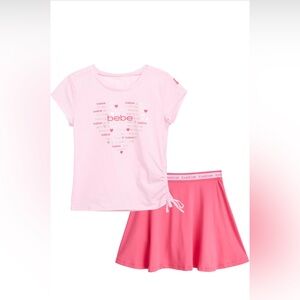 NWT bebe Girls' Set - 2 Piece Sport Soft T-Shirt and Scooter Skort, size 10/12